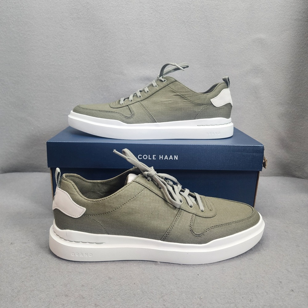 Cole Haan Grand Rally Canvas Court Sneaker Dusty Olive White Mens 11 W NIB